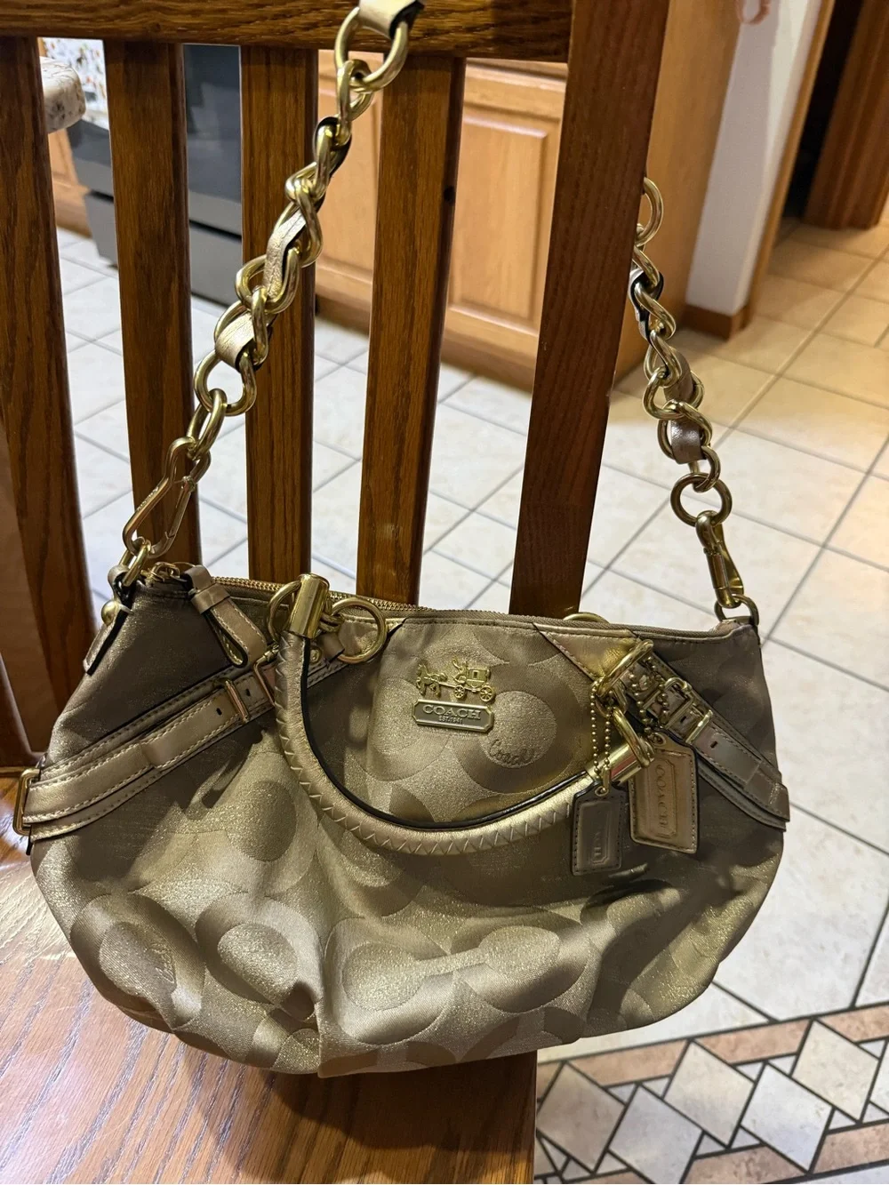 Coach Gold-Tone Signature Shoulder Bag